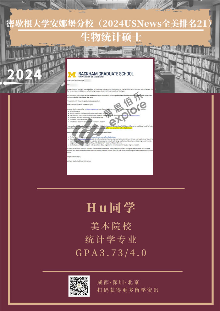 Student H - University of Michigan, Ann Arbor - Master of Biostatistics